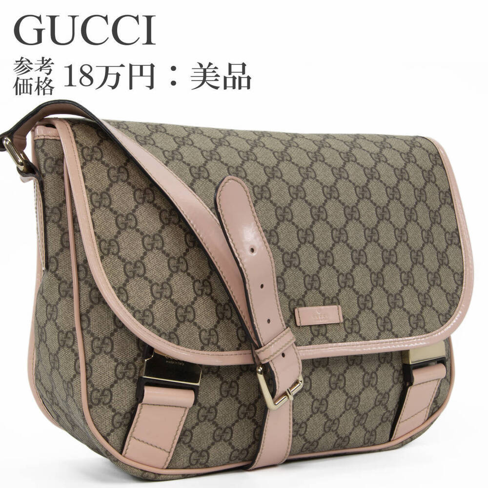 Gucci Shoulder Bag Messenger Pink Crossbody All over GG Leather
